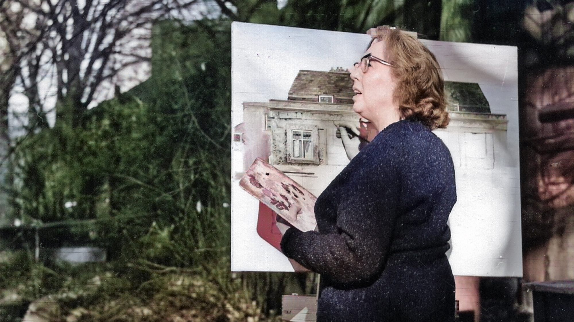 Mary painting the Sandhurst Manor in Chelsea, London.